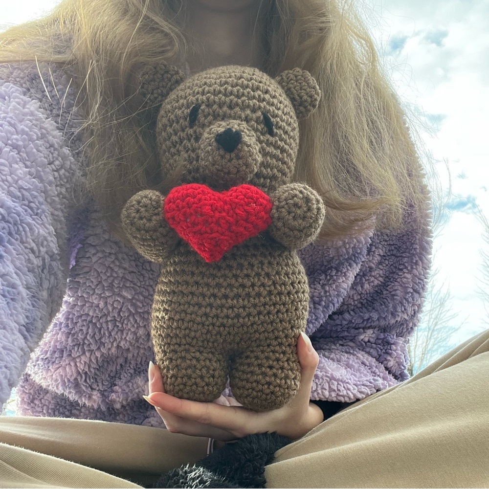Hand Crocheted Honey the Valentine’s Day Bear Stuffed Animal Plushie! - Picture 7 of 13